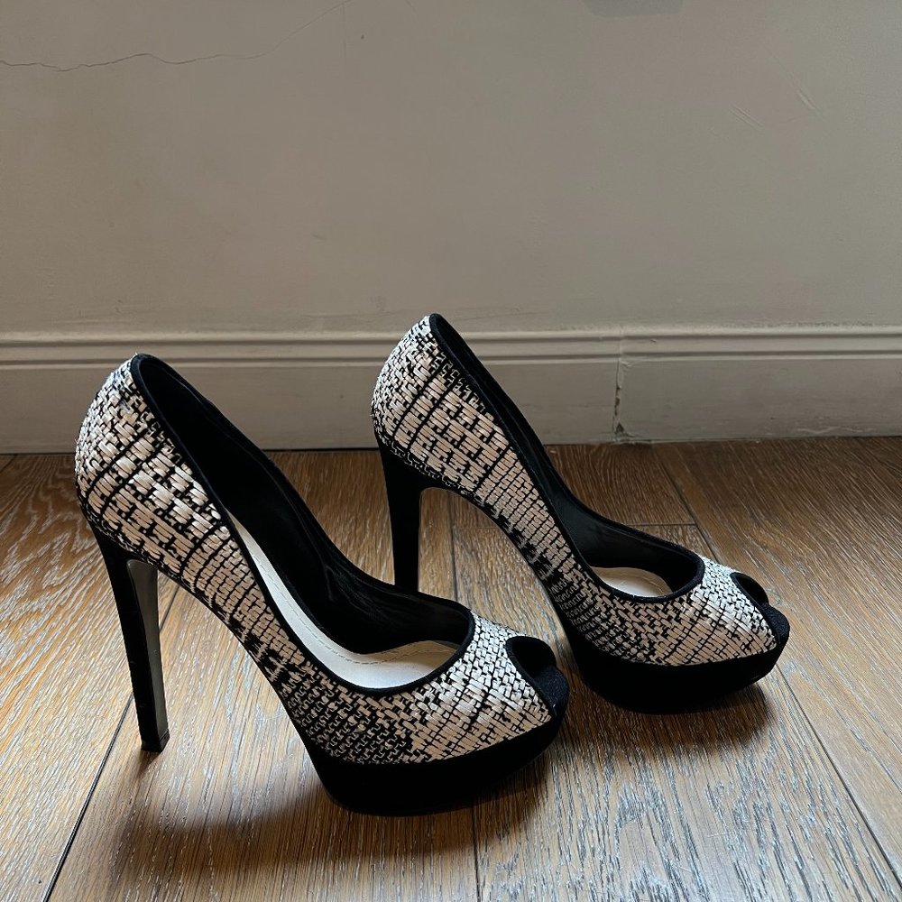 Christian Dior Escarpin Tweed Peep Toes - Picture 2 of 8
